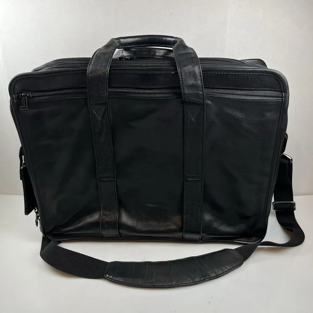 Vintage Tumi 9624D3 Black Napa Leather Laptop Expandable Briefcase 18x12x6